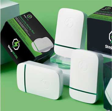 Several plug-in units arranged beside their packaging
