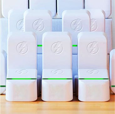 A row of plug-in units lined up